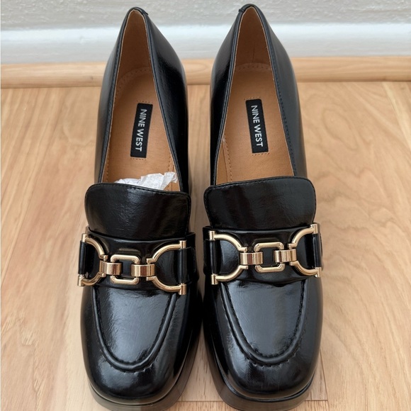 Nine West Valda Square Toe Block Black Heel Dress Pumps Size 7M - Picture 2 of 10